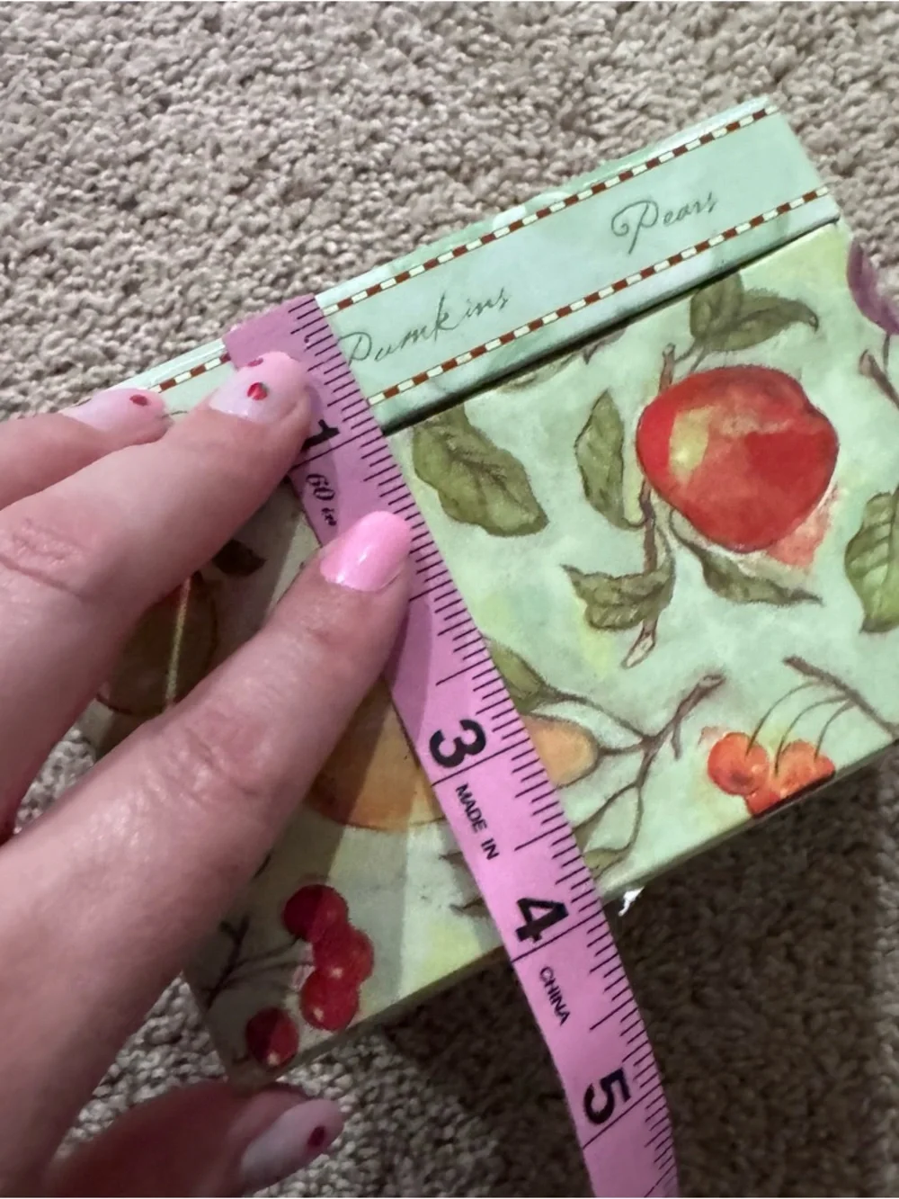 Vintage 1990s 2000s 3x5” Index Card Recipe Holder Box Pumpkins Fruits Apples